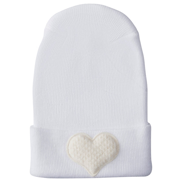 Hospital Hat - Fuzzy Ivory Heart