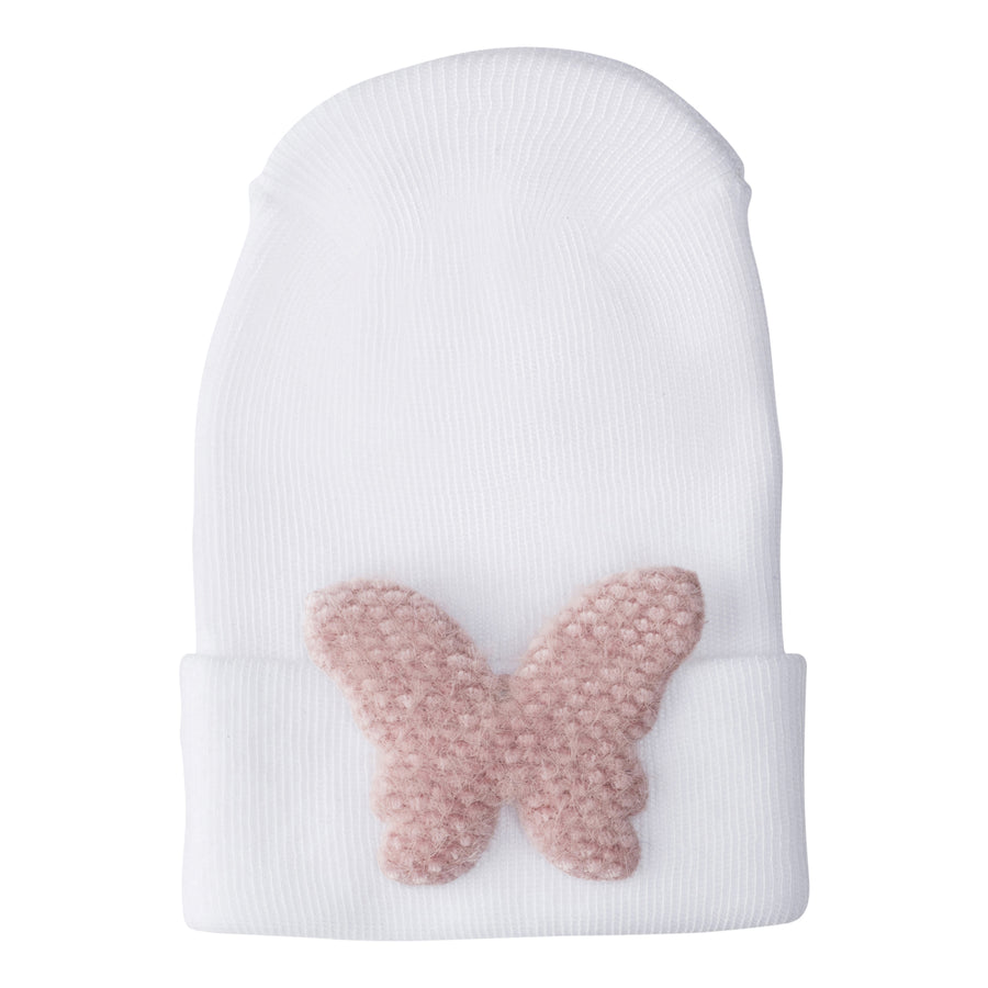 Hospital Hat - Fuzzy Mauve Butterfly