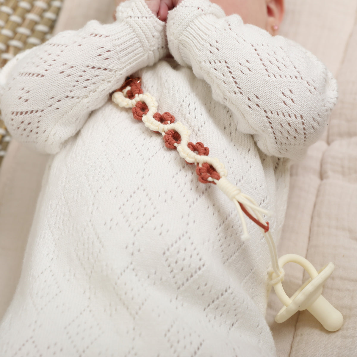 Lily Pacifier Clip - Rosewood