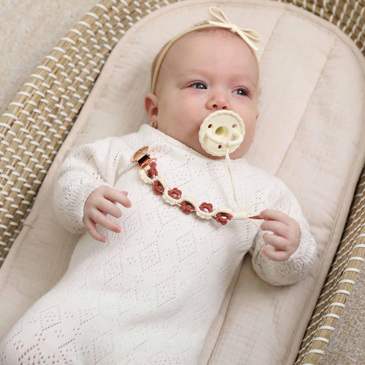 Lily Pacifier Clip - Rosewood