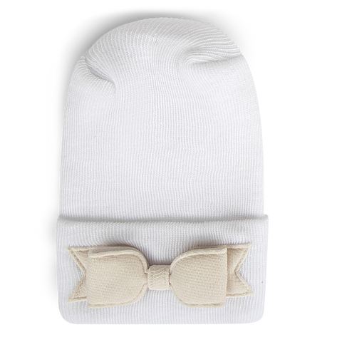 Hospital Hat - Linen Cream Bow