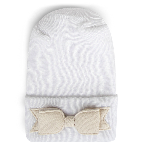 Hospital Hat - Linen Cream Bow