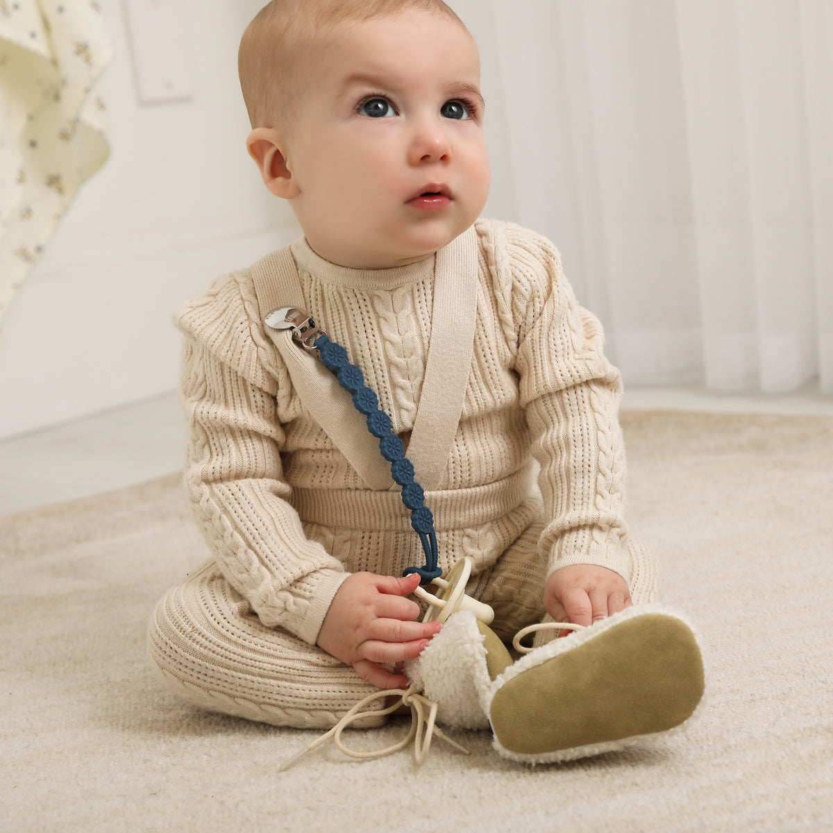 Meadow Pacifier Clip - Denim