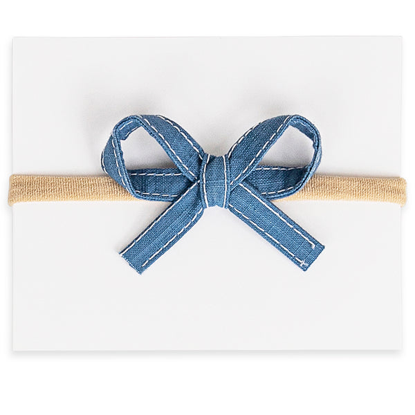 Mini Ribbon Bow Headbands - Denim
