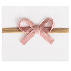 Mini Ribbon Bow Headbands - Dusty Rose