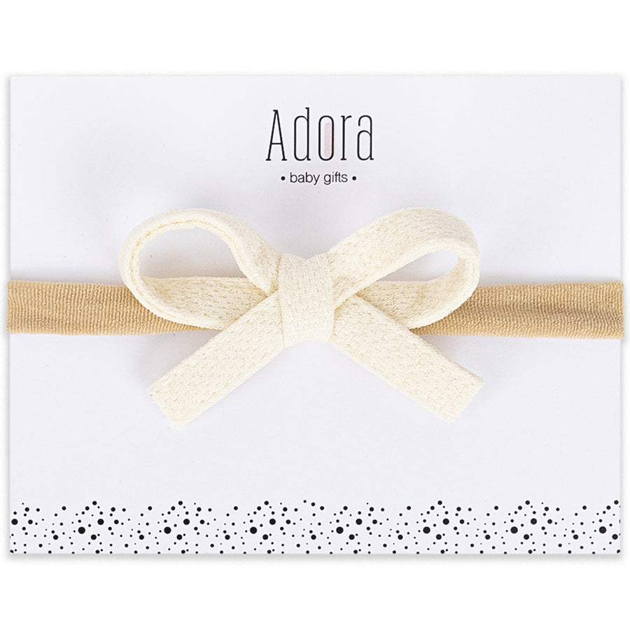 Mini Waffle Bow Headband - Ivory