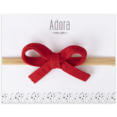 Mini Waffle Bow Headband - Red