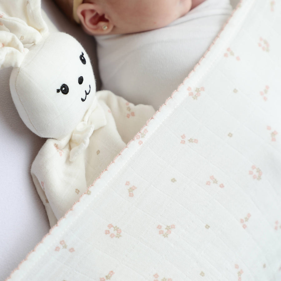 NEW! - Mini Floral Blush Swaddle + Cloth