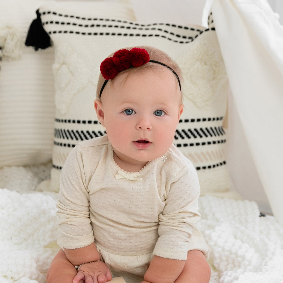 Pompom Headband -Berry