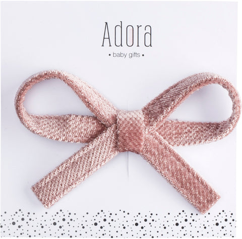 Ribbon Bow Clip - Blush Velvet