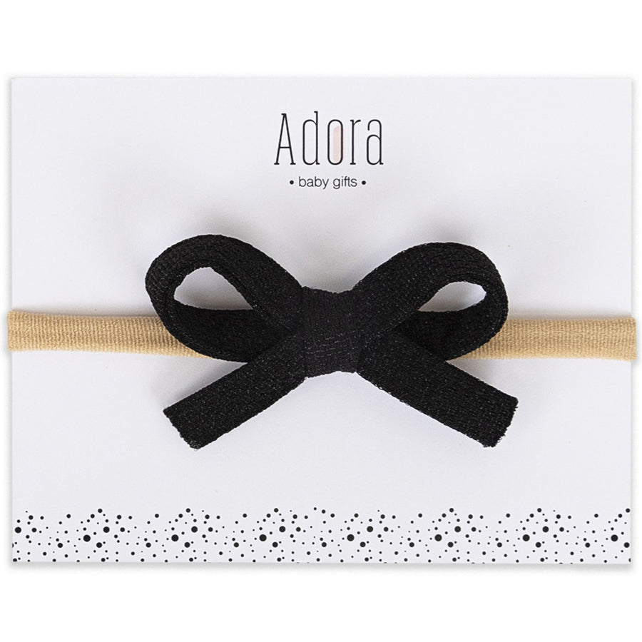 Mini Waffle Bow Headband - Black